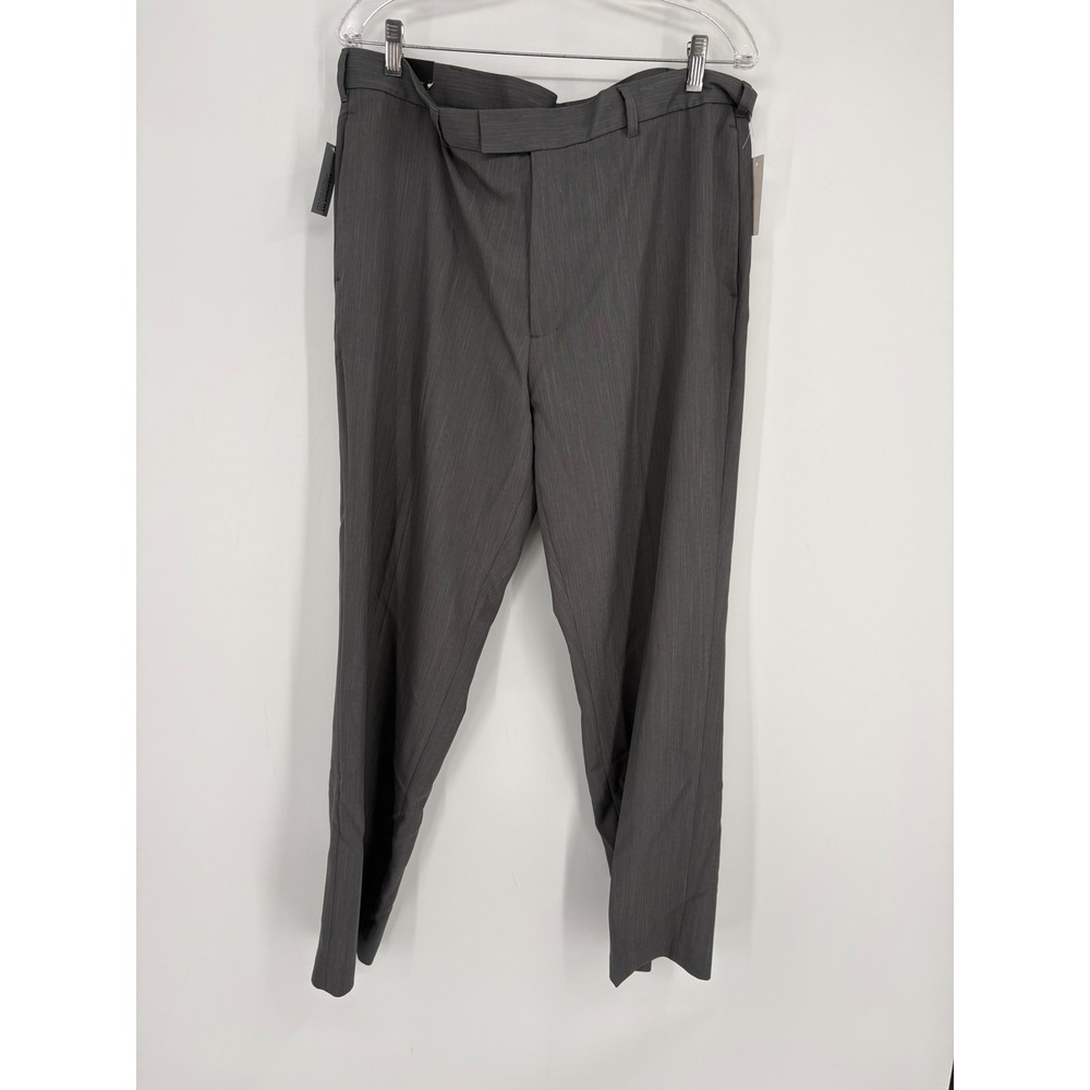 Van Heusen Dress Pants Mens 36x30 Grey Straight Fit Premium No Iron Flat Front